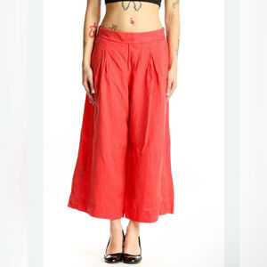 ATHLETA PLAYA LINEN WIDE LEG CROP PANTS WOMEN'S SZ 4 PASSIONFRUIT CORAL
